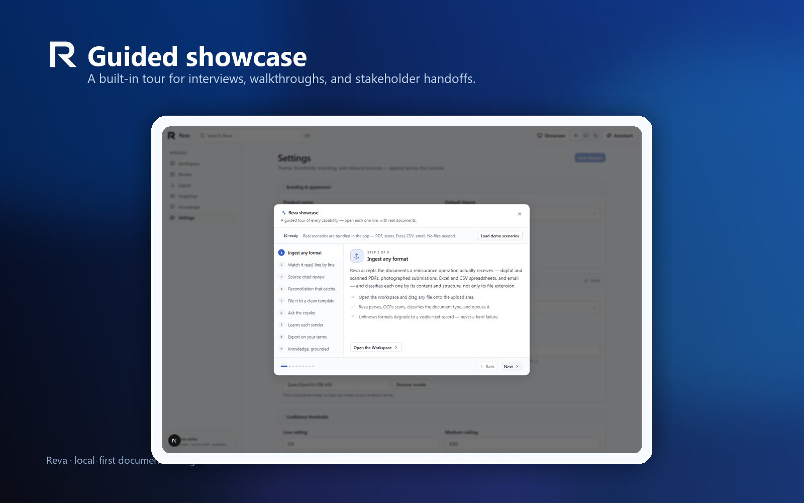 Reva guided showcase marketing screenshot