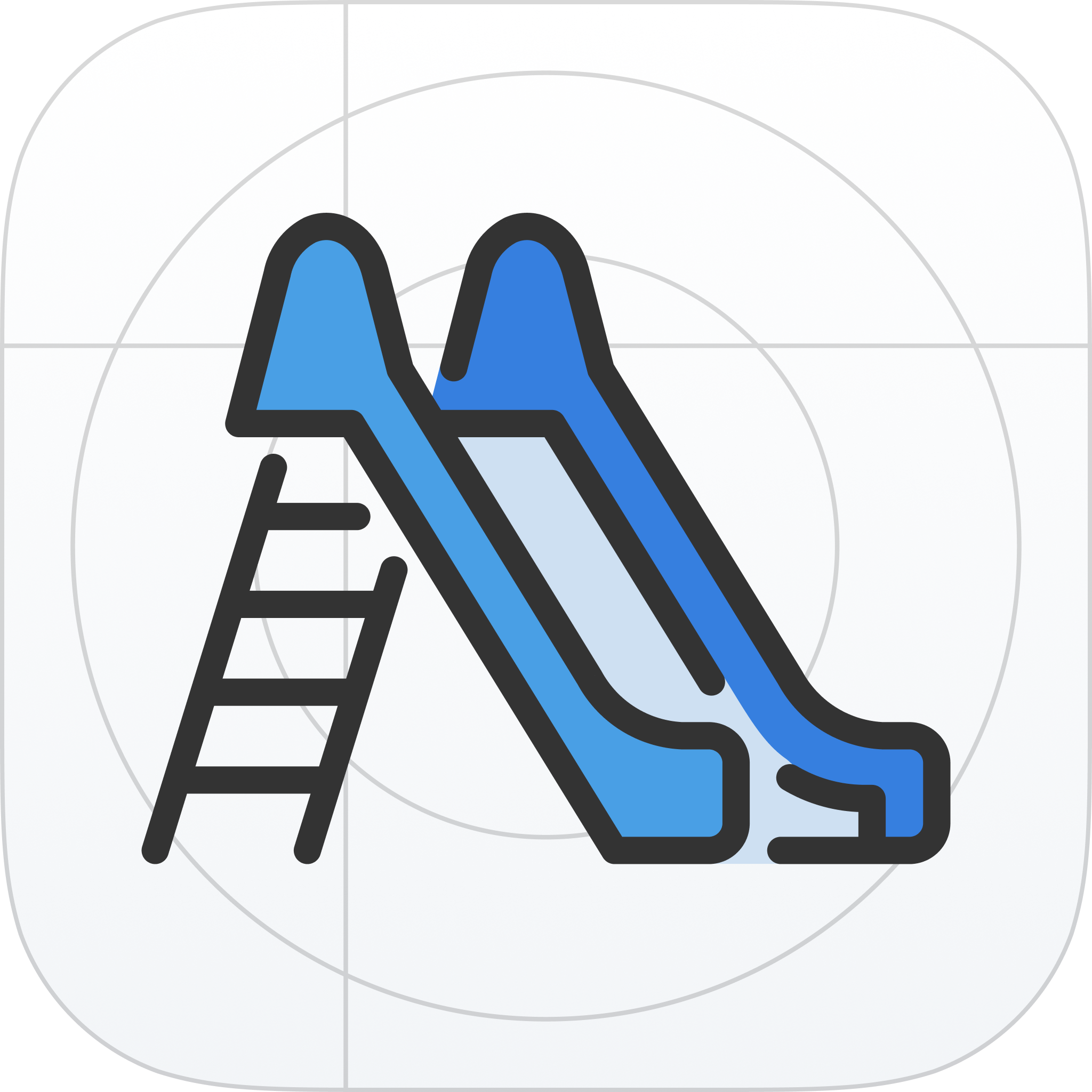 The App icon of the SDK Playground iOS app with Facebook SDK. The icon includes a blue playground slide on a white background.