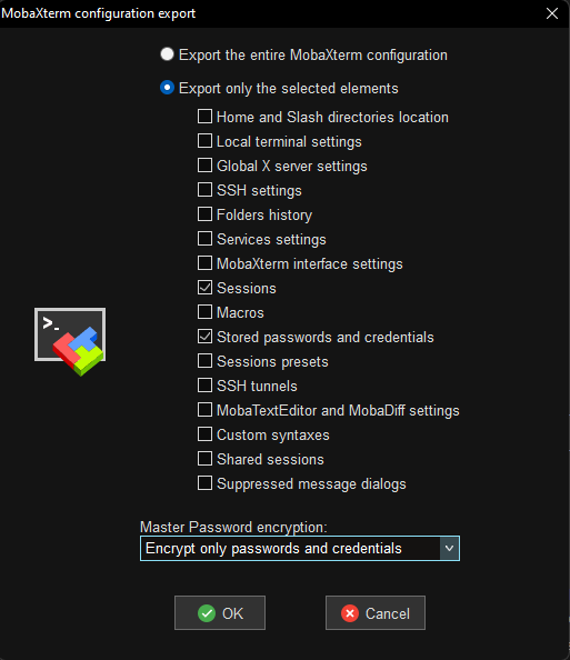 Export MobaXterm Configuration