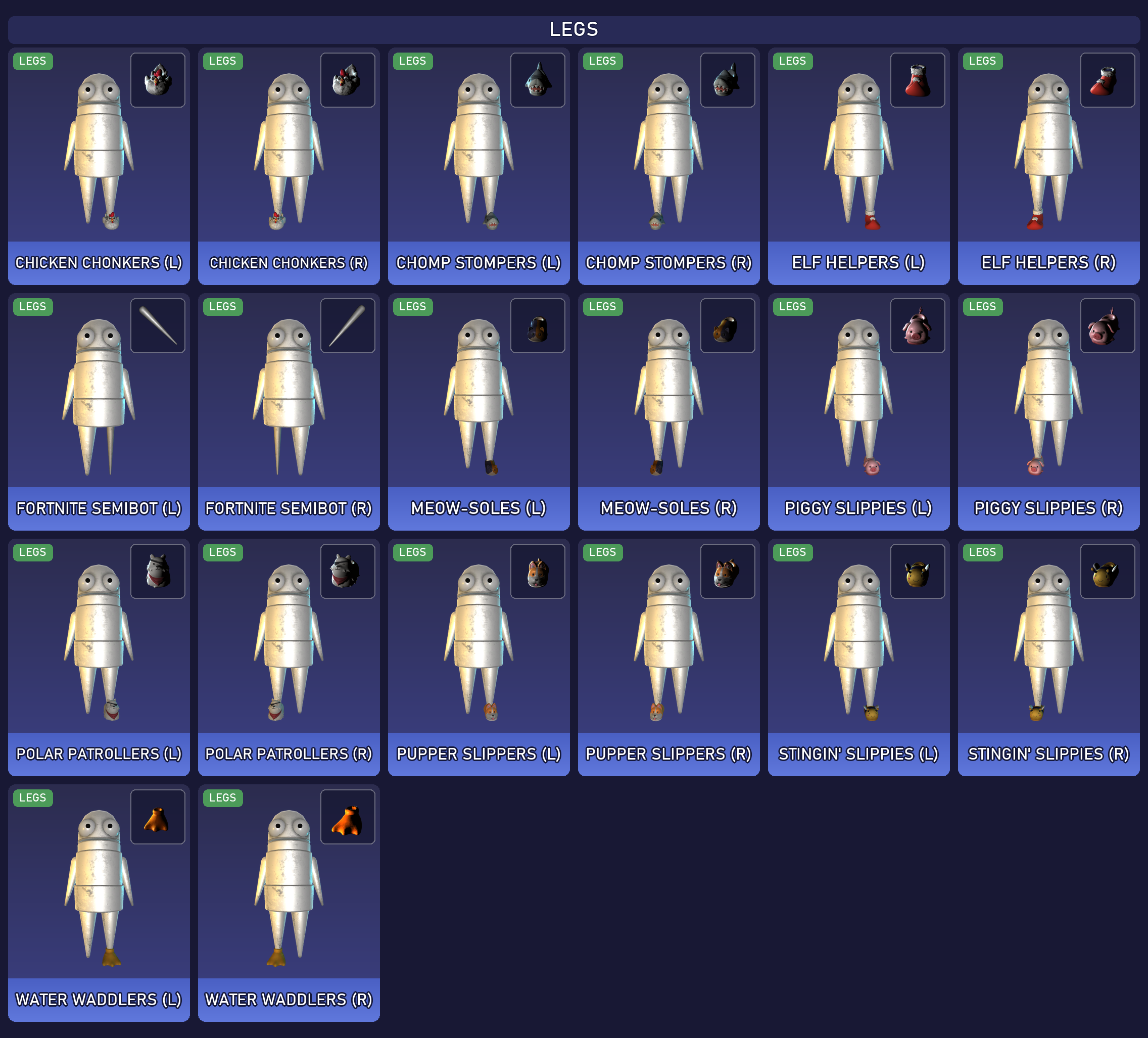 Preview of the Legs cosmetic set