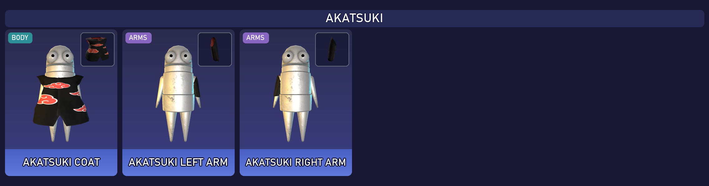 Preview of the Akatsuki cosmetic set