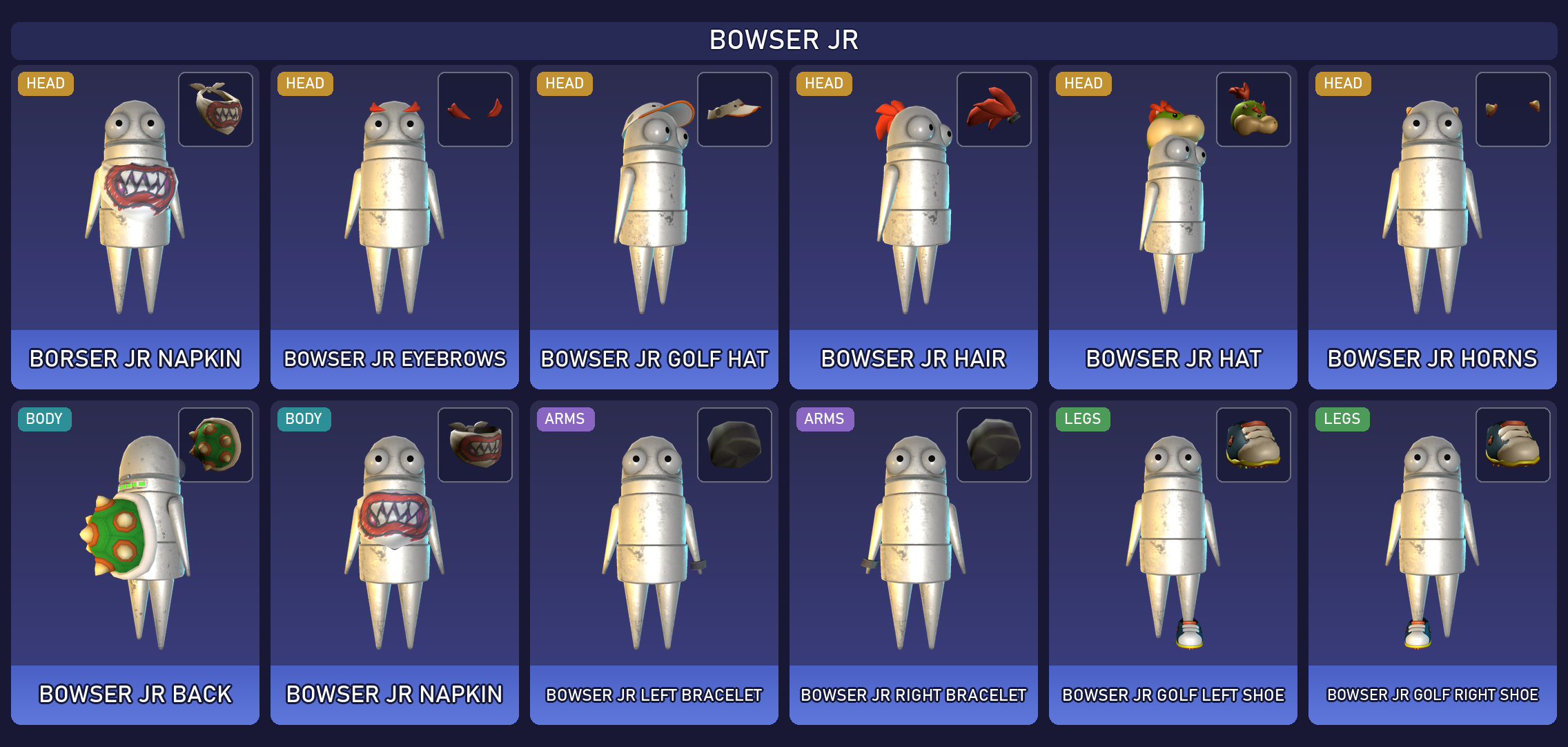 Preview of the Bowser Jr. cosmetic set