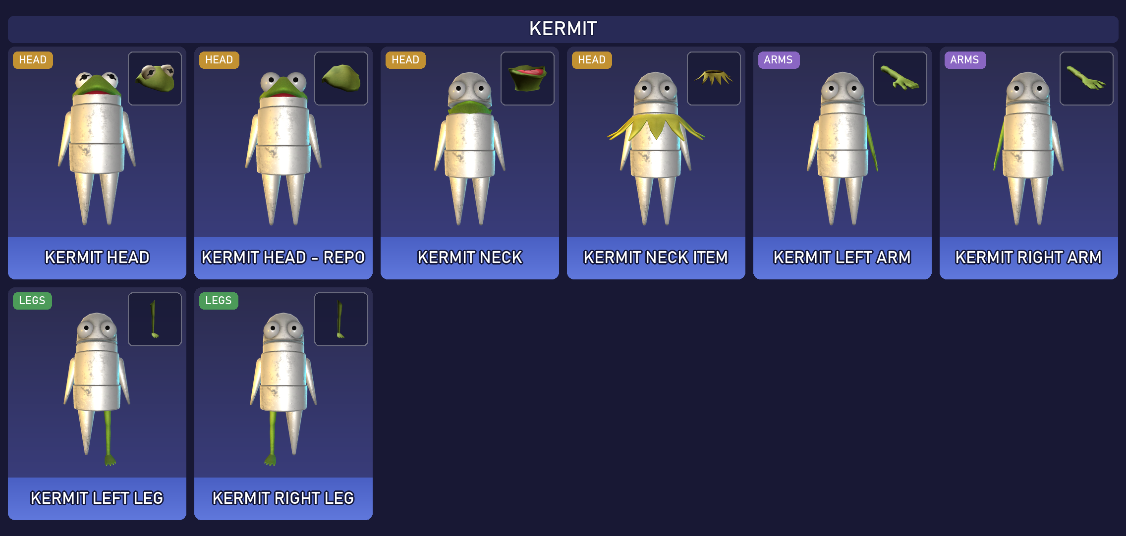 Preview of the Kermit cosmetic set