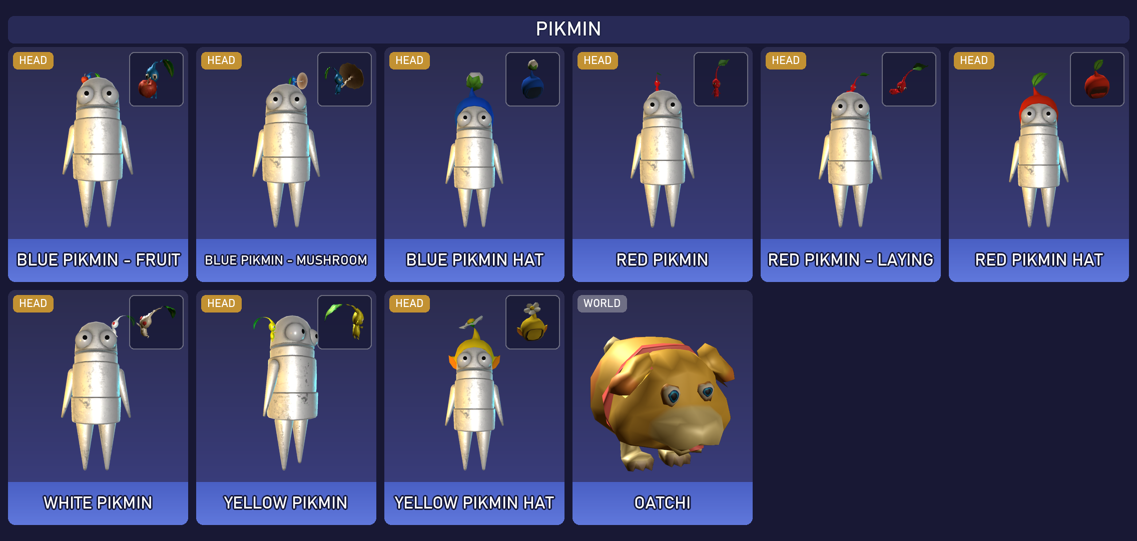 Preview of the Pikmin cosmetic set
