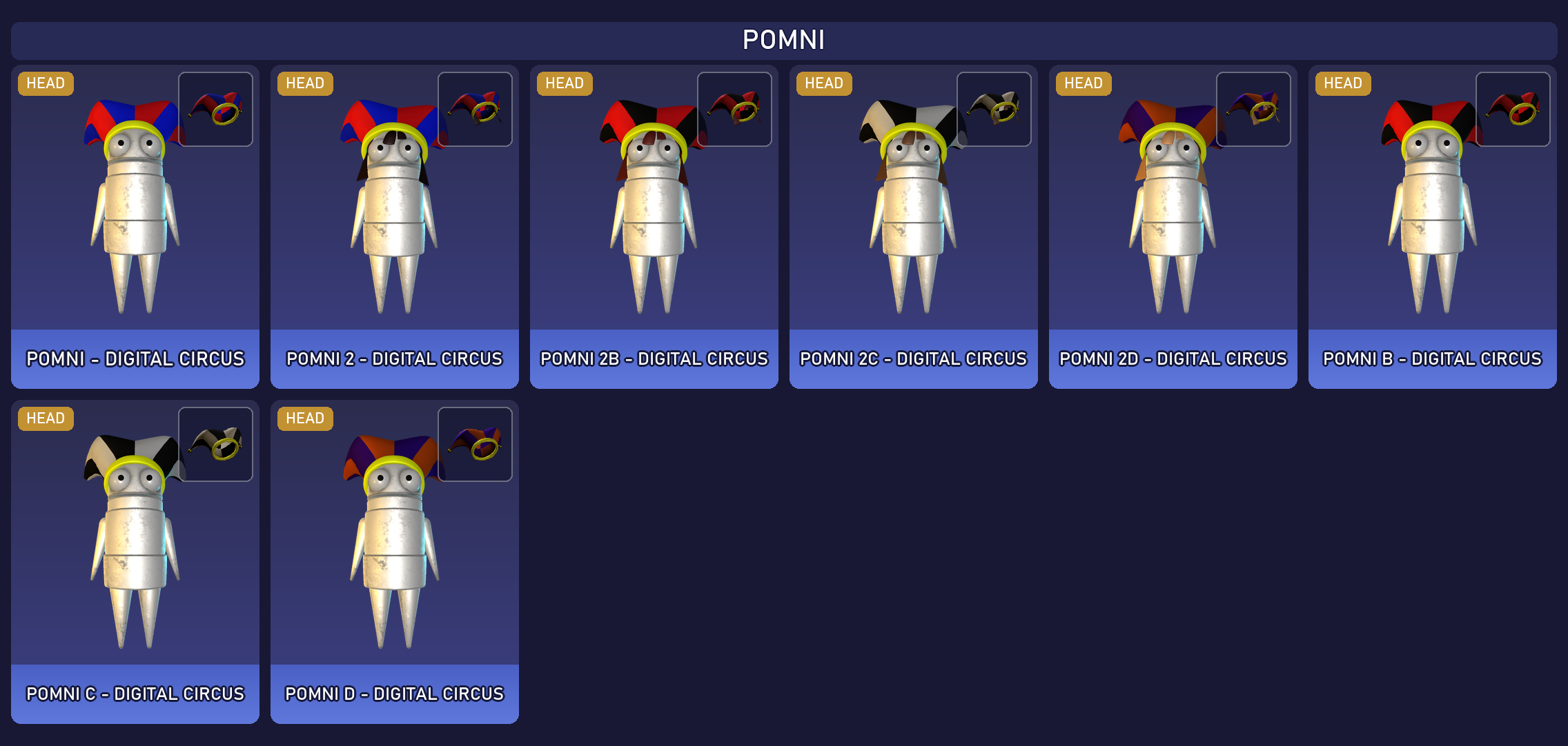 Preview of the Pomni cosmetic set