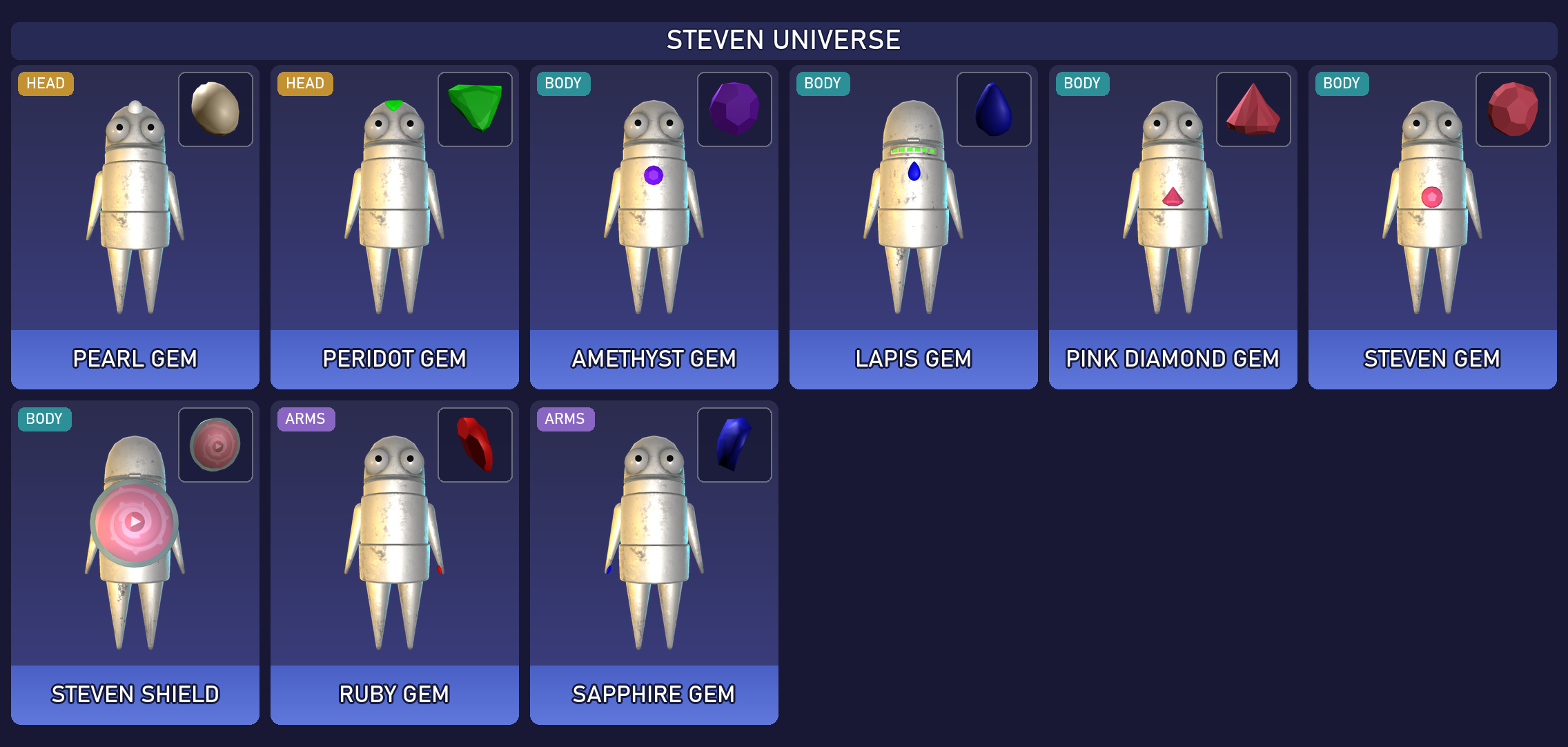 Preview of the Steven Universe cosmetic set