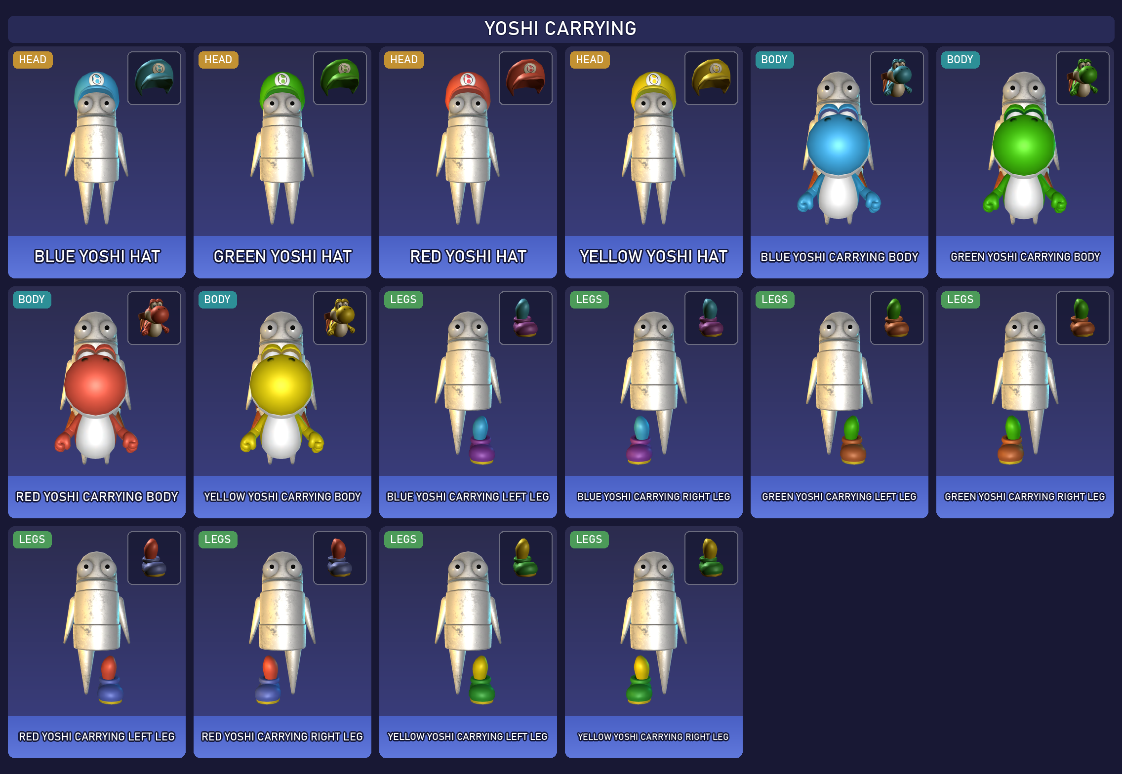 Preview of the Yoshi Carrying cosmetic set