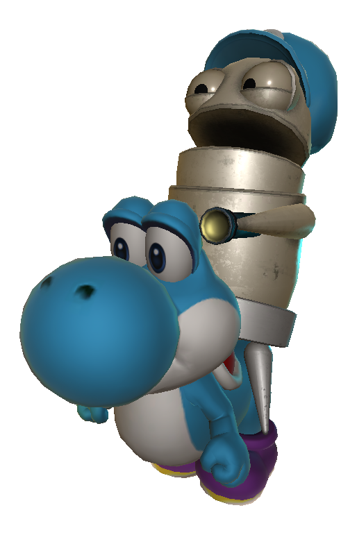 Full cosmetic set with the Blue Yoshi Carrying
