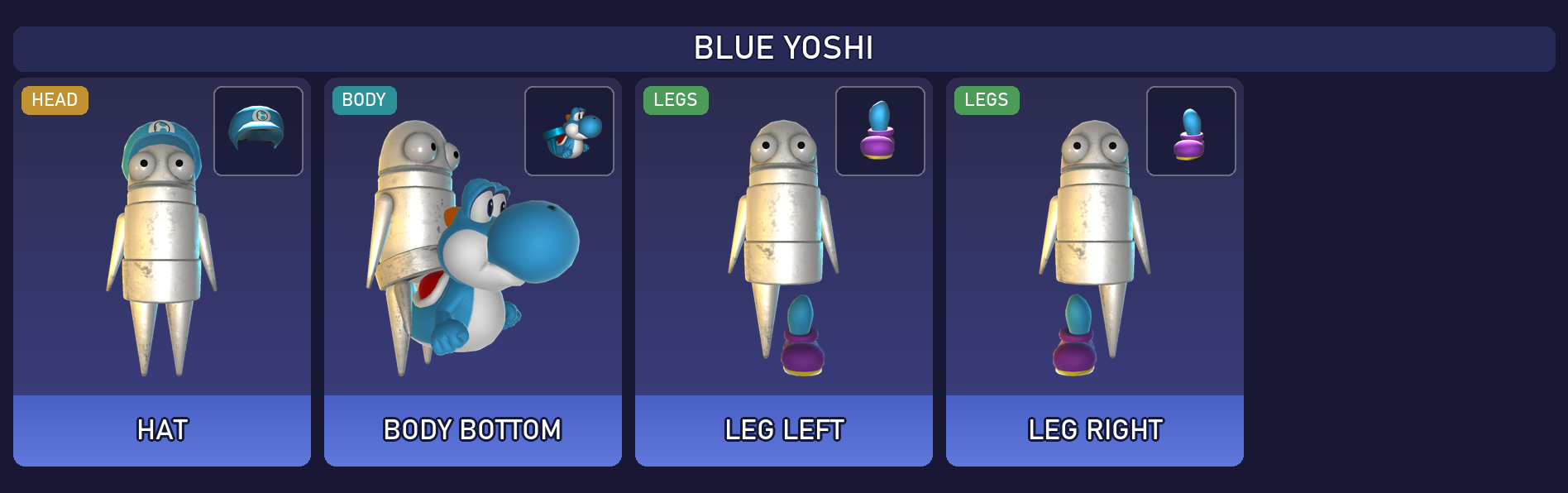 Preview of the Blue Yoshi cosmetic set