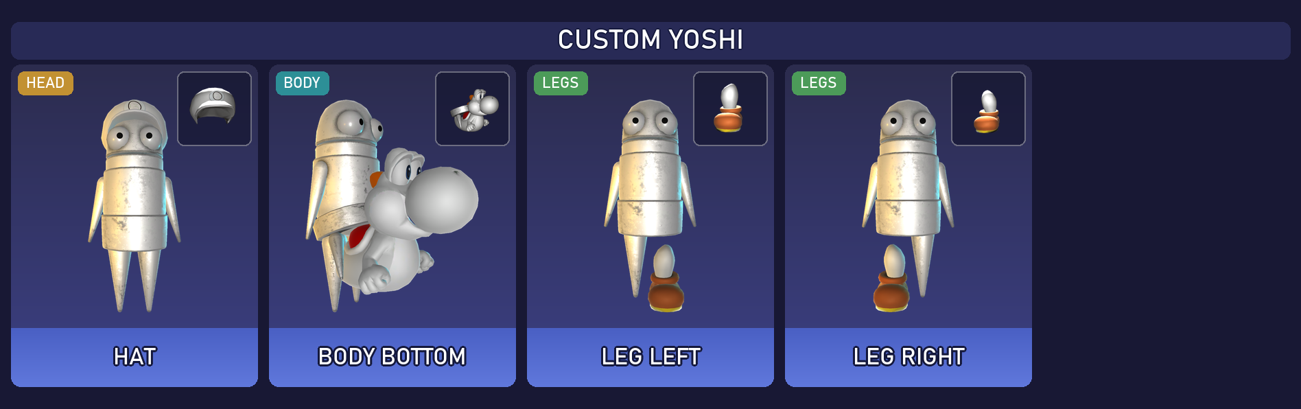 Preview of the Custom Yoshi cosmetic set