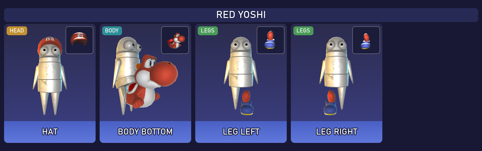 Preview of the Red Yoshi cosmetic set