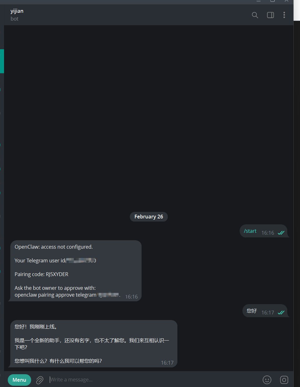 Telegram Bot chat