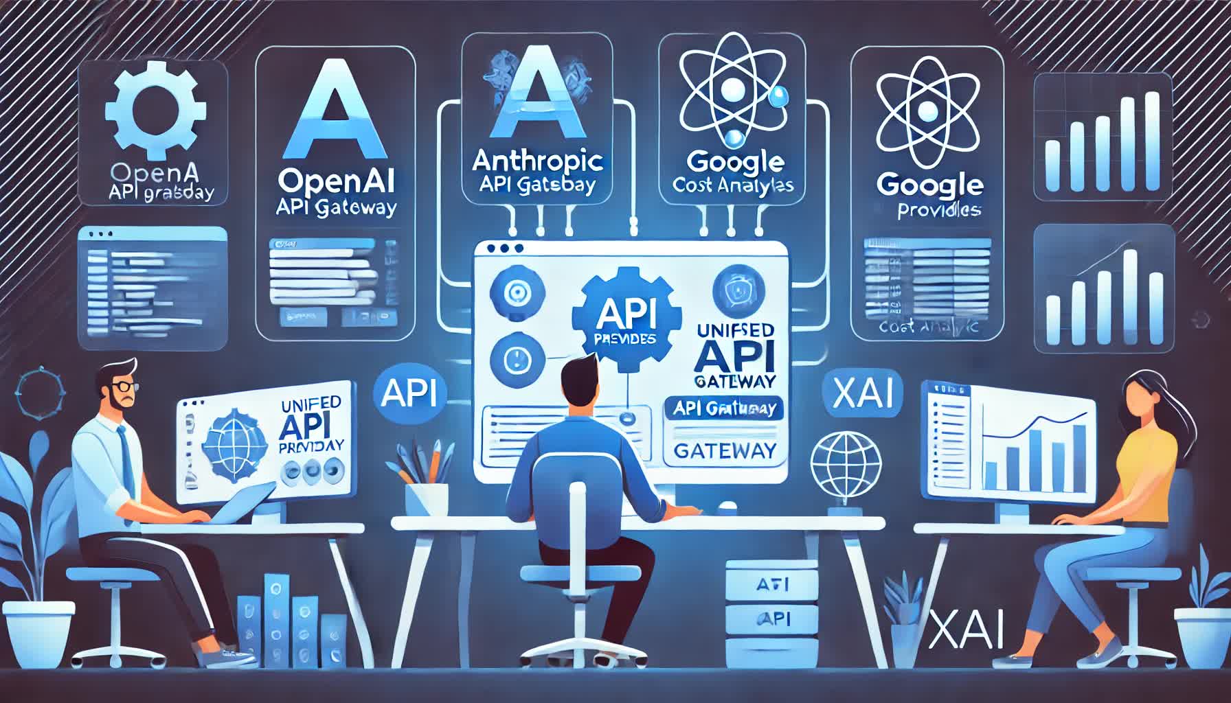 Developer using an API gateway to route between multiple AI providers