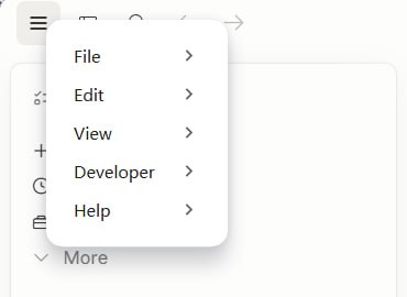 Claude Code Desktop IDE 左上角主選單