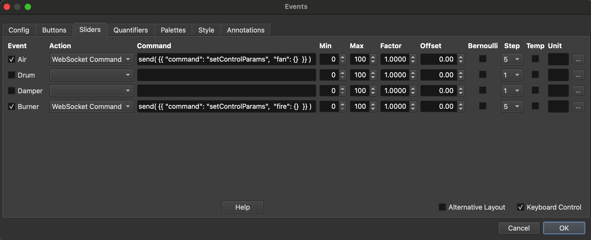 Event Slider configuration