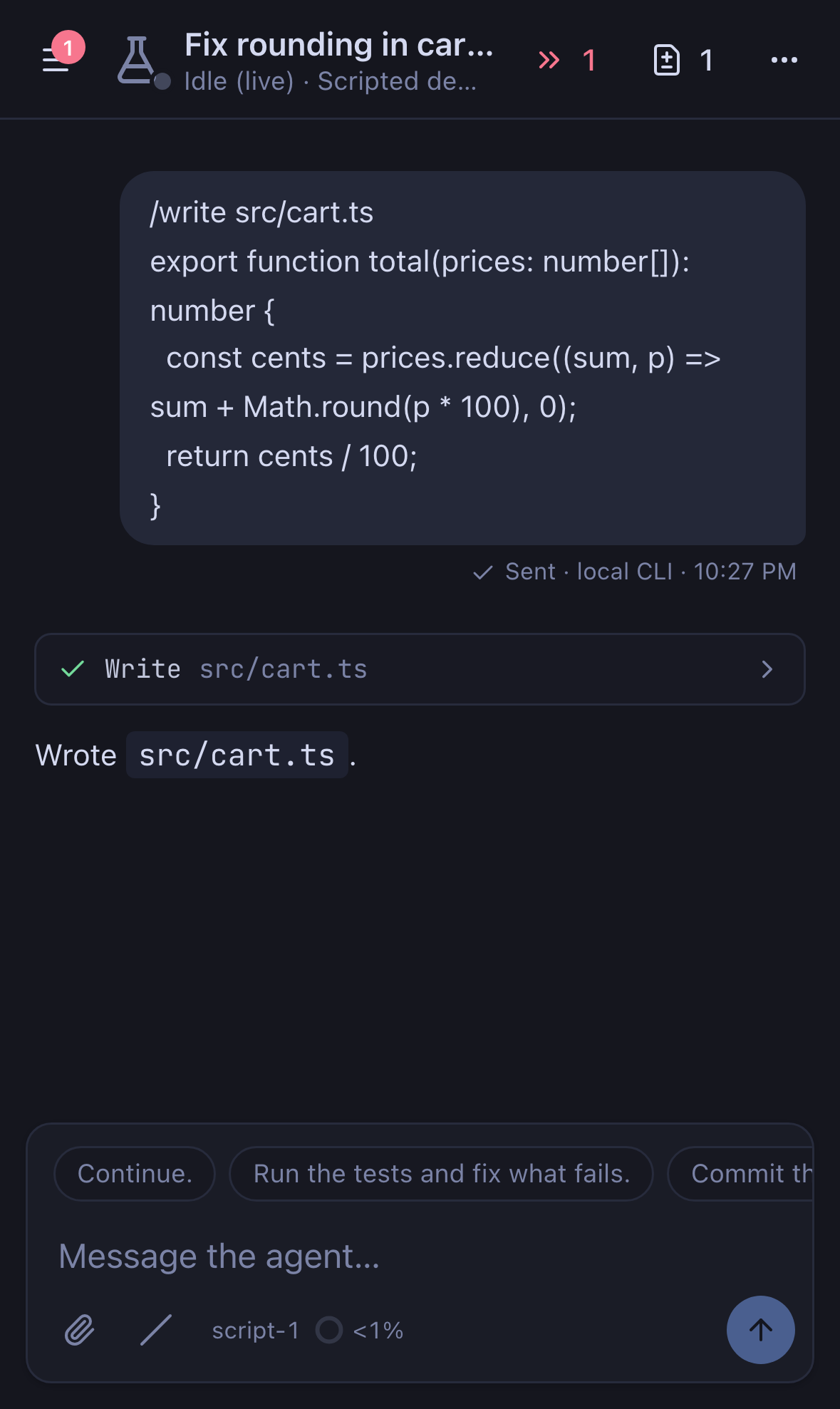 An agent's conversation on a phone