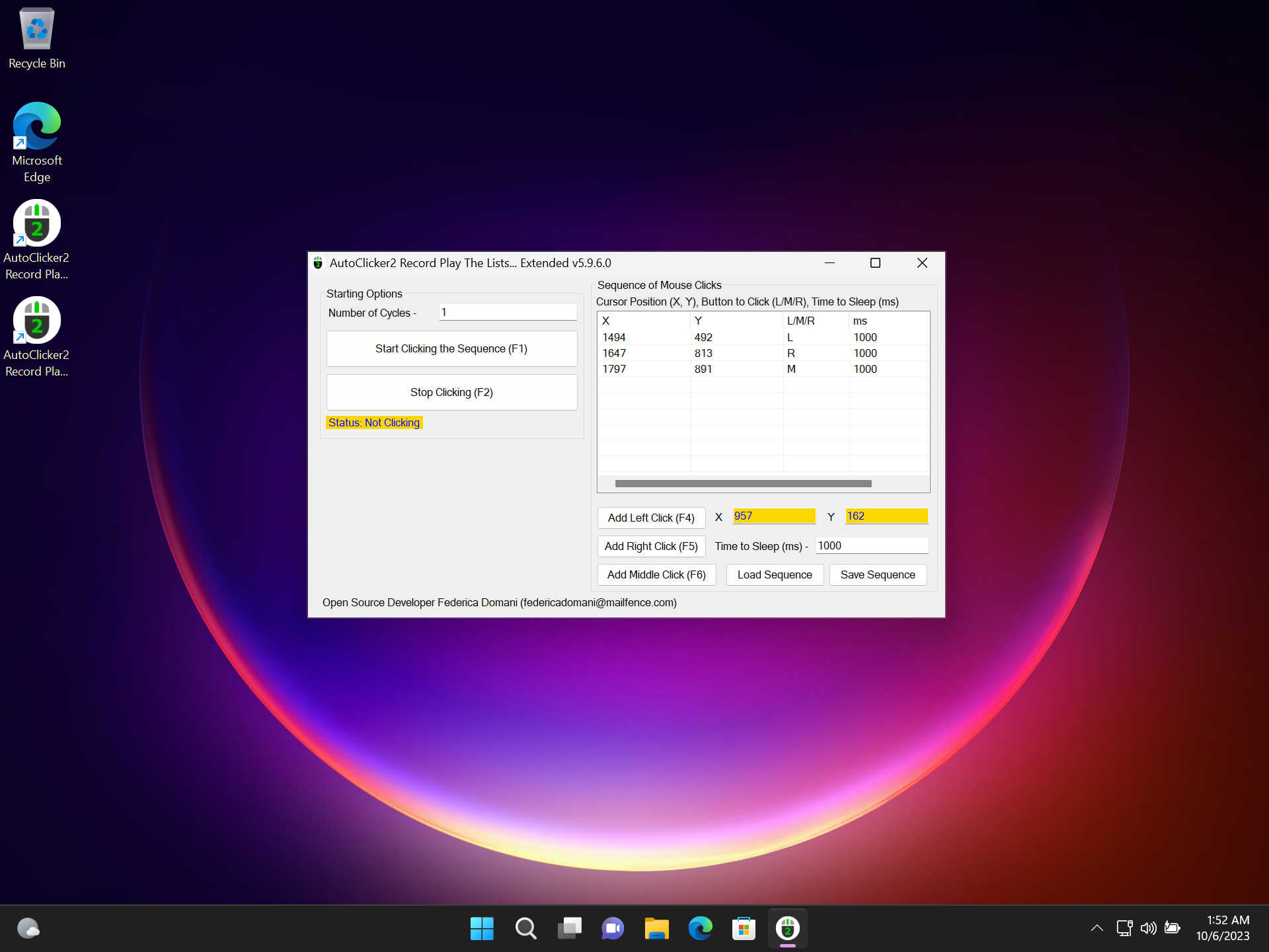 "AutoClicker2Ex" application on Windows 11