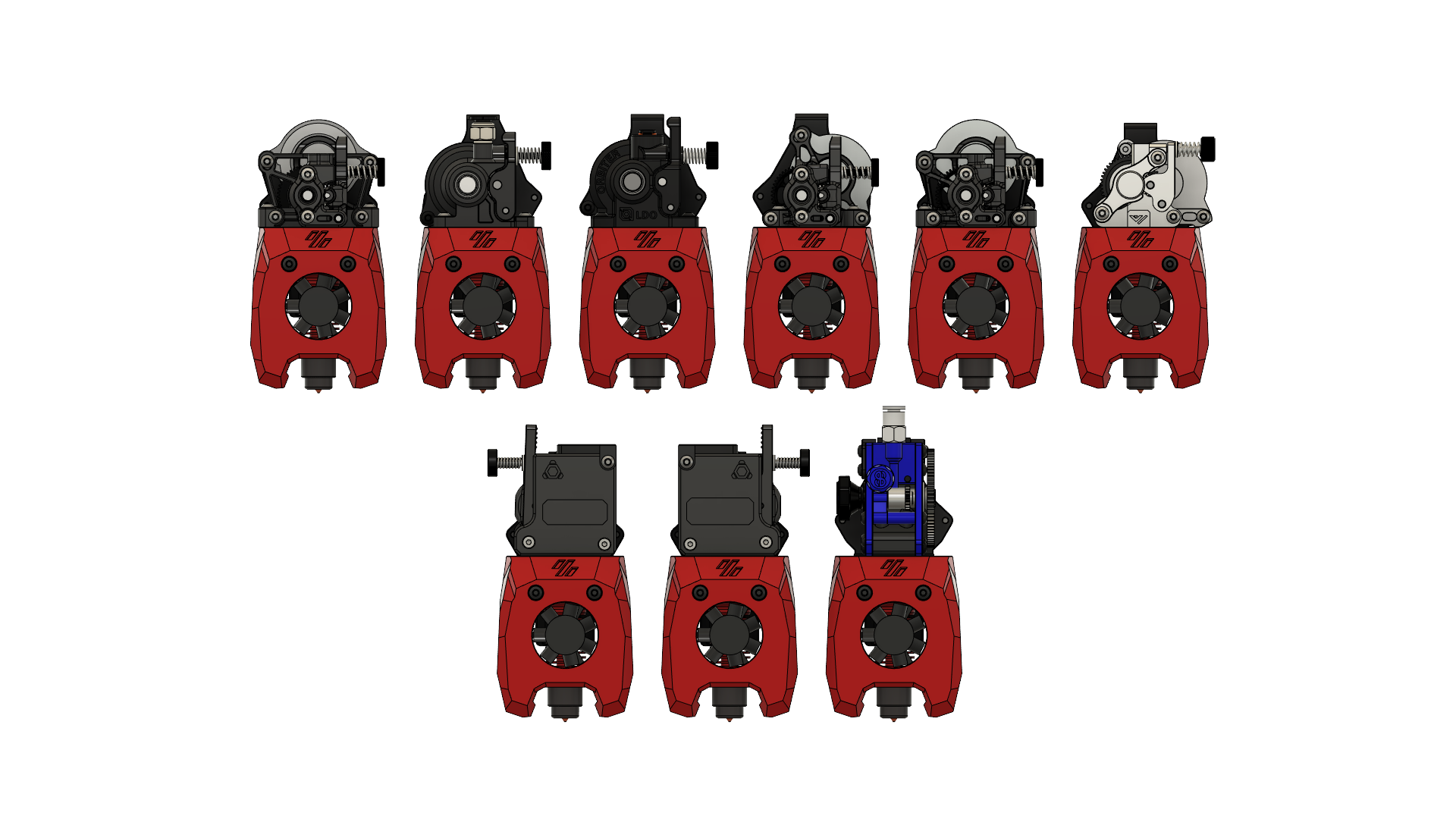 Lineup of Minified Extruder-Mounts