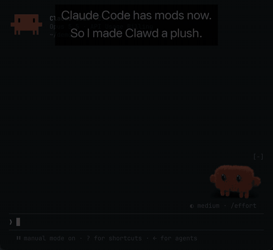 Clawd being patted, holding a keyboard while Claude runs a command, then jumping when it's done