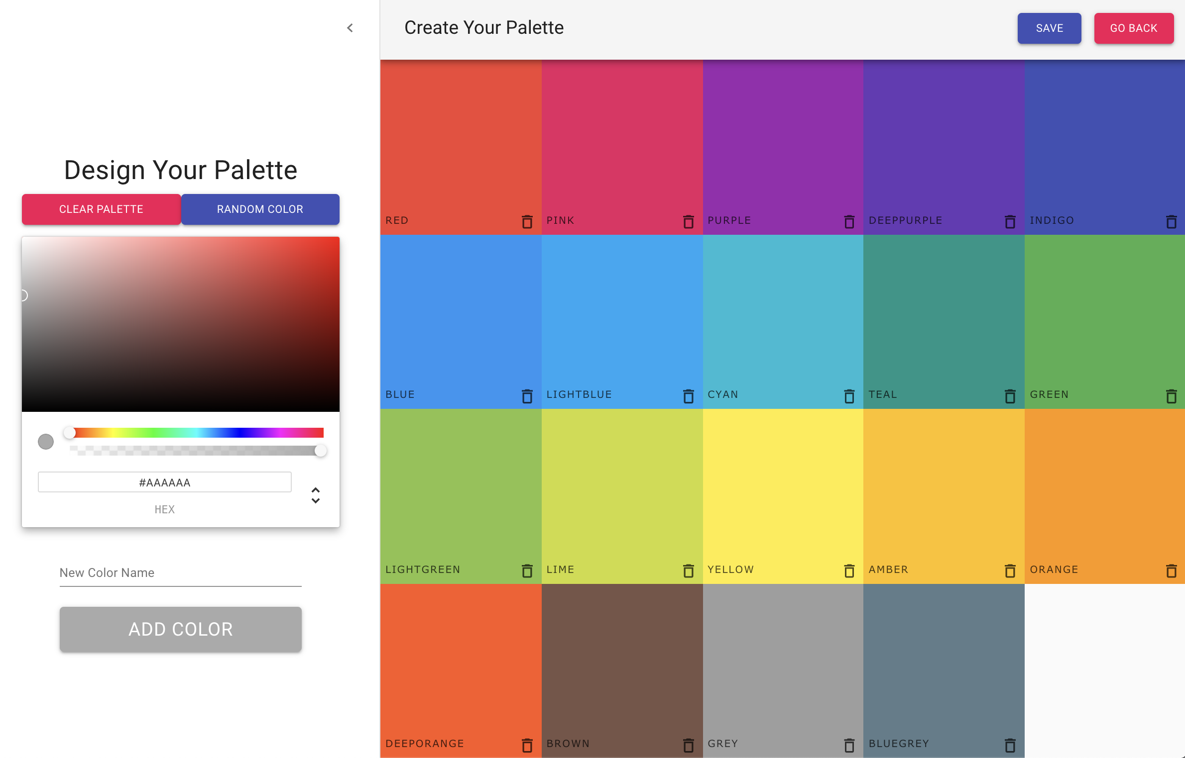 create new palette