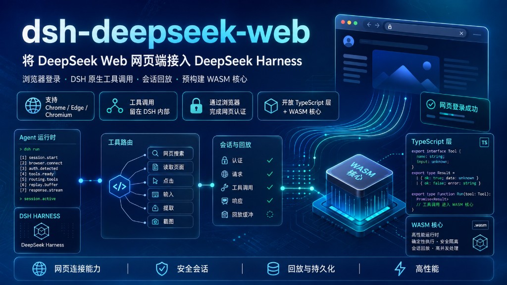 dsh-deepseek-web 架构总览：浏览器登录、DSH 工具调用、会话回放与预构建 WASM 核心