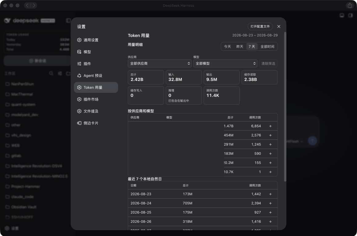 Token 用量设置页
