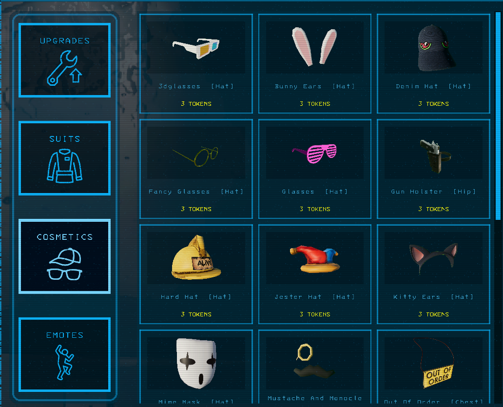 Player Menu cosmetics
