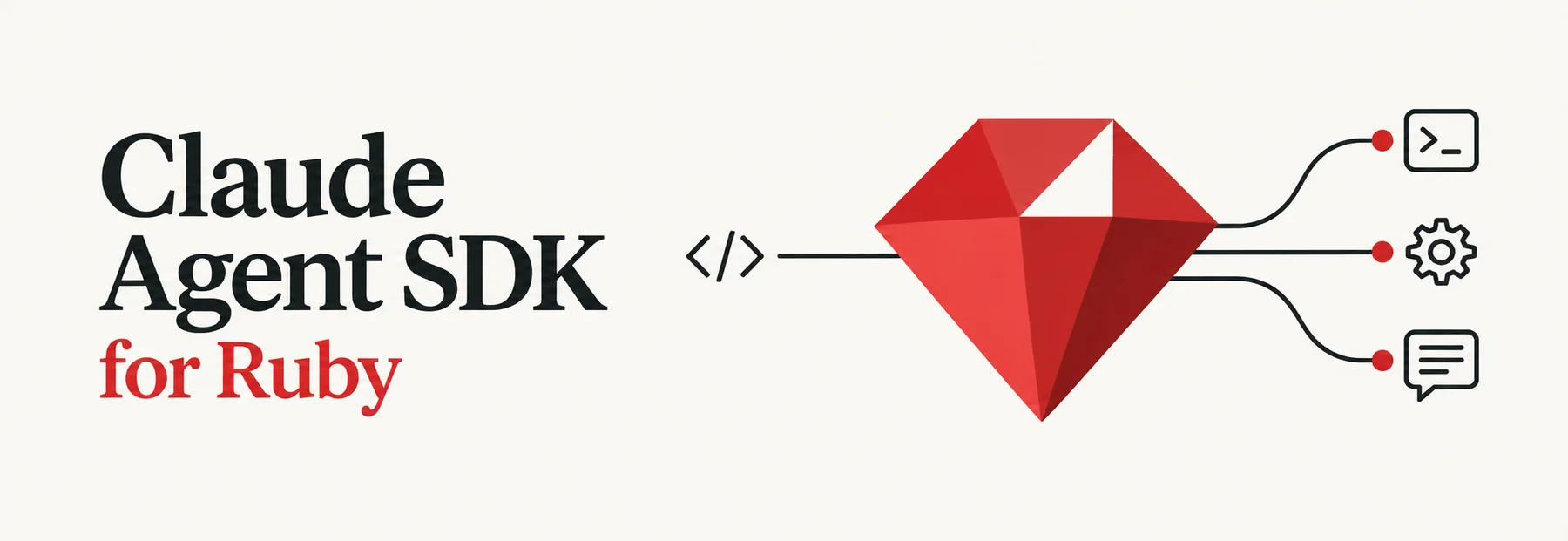 Claude Agent SDK for Ruby — a ruby connecting code to terminal, tools, and messages