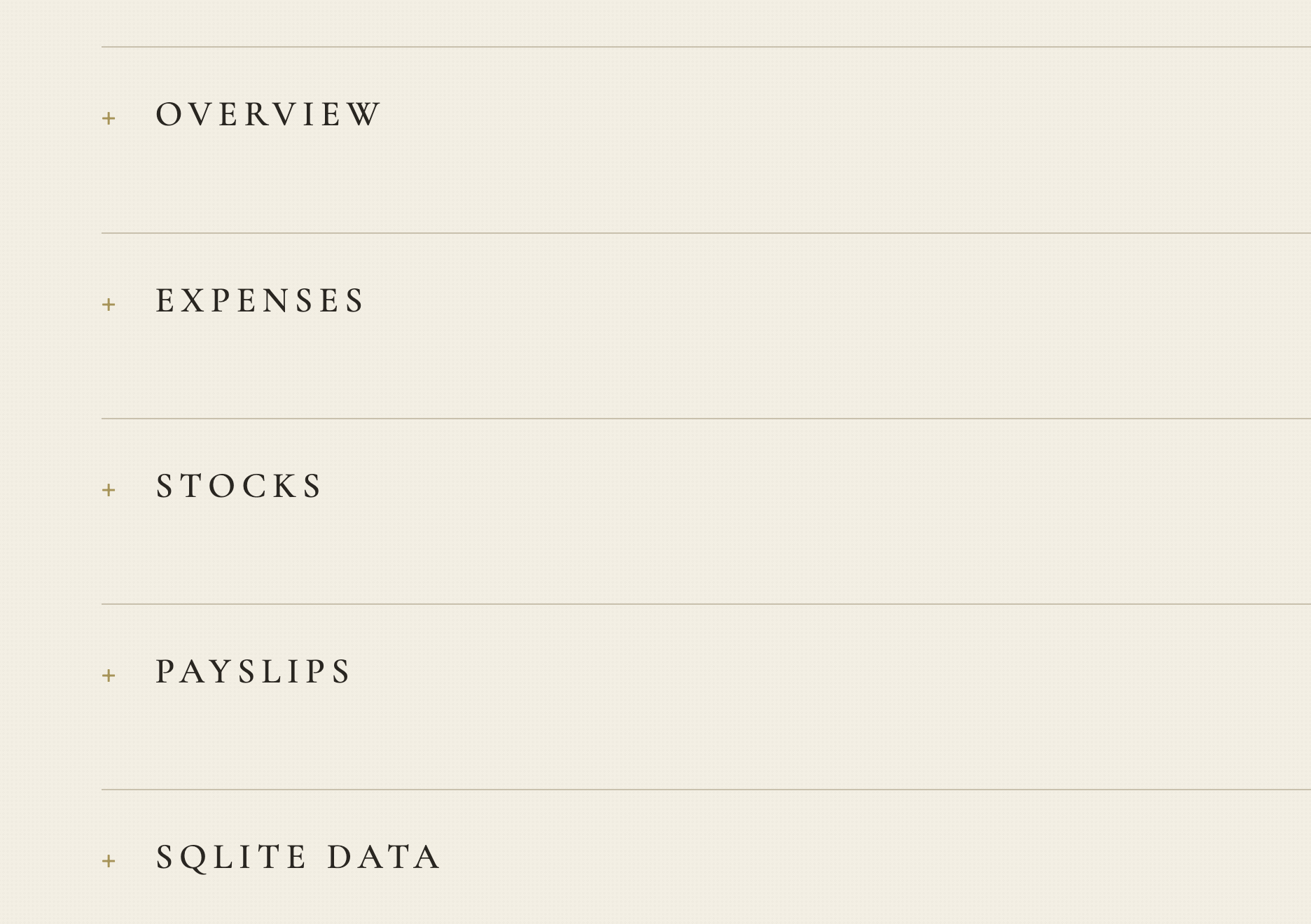 Dashboard section list