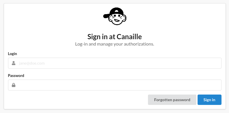 Canaille login page