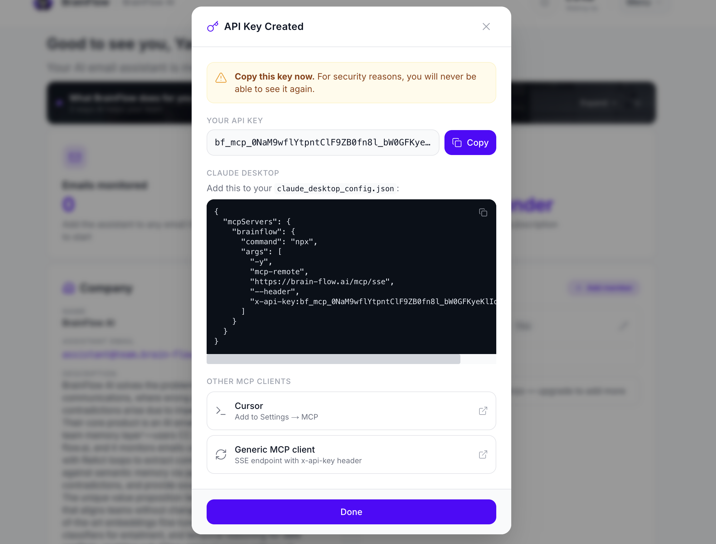 BrainFlow API key