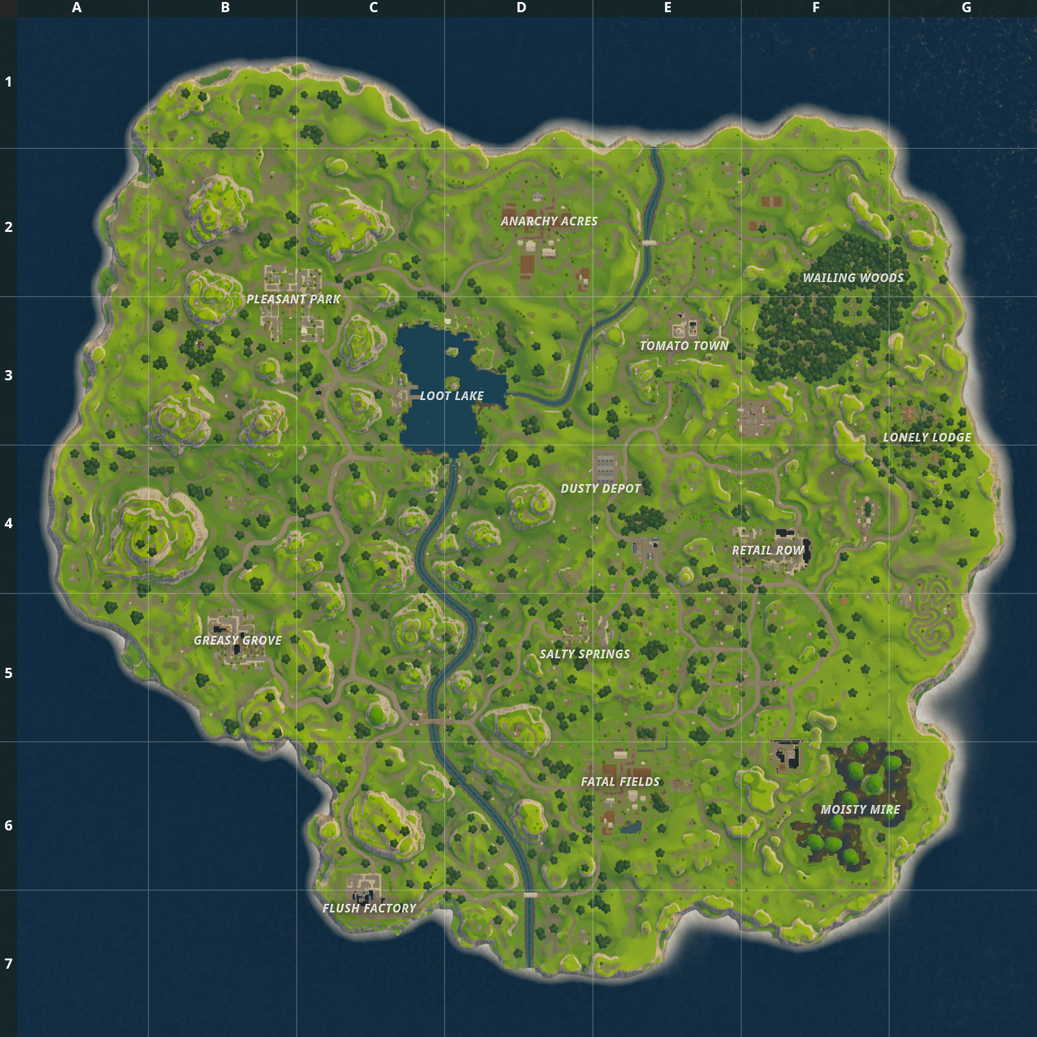 Fortnite map in Chapter 1, Season 1