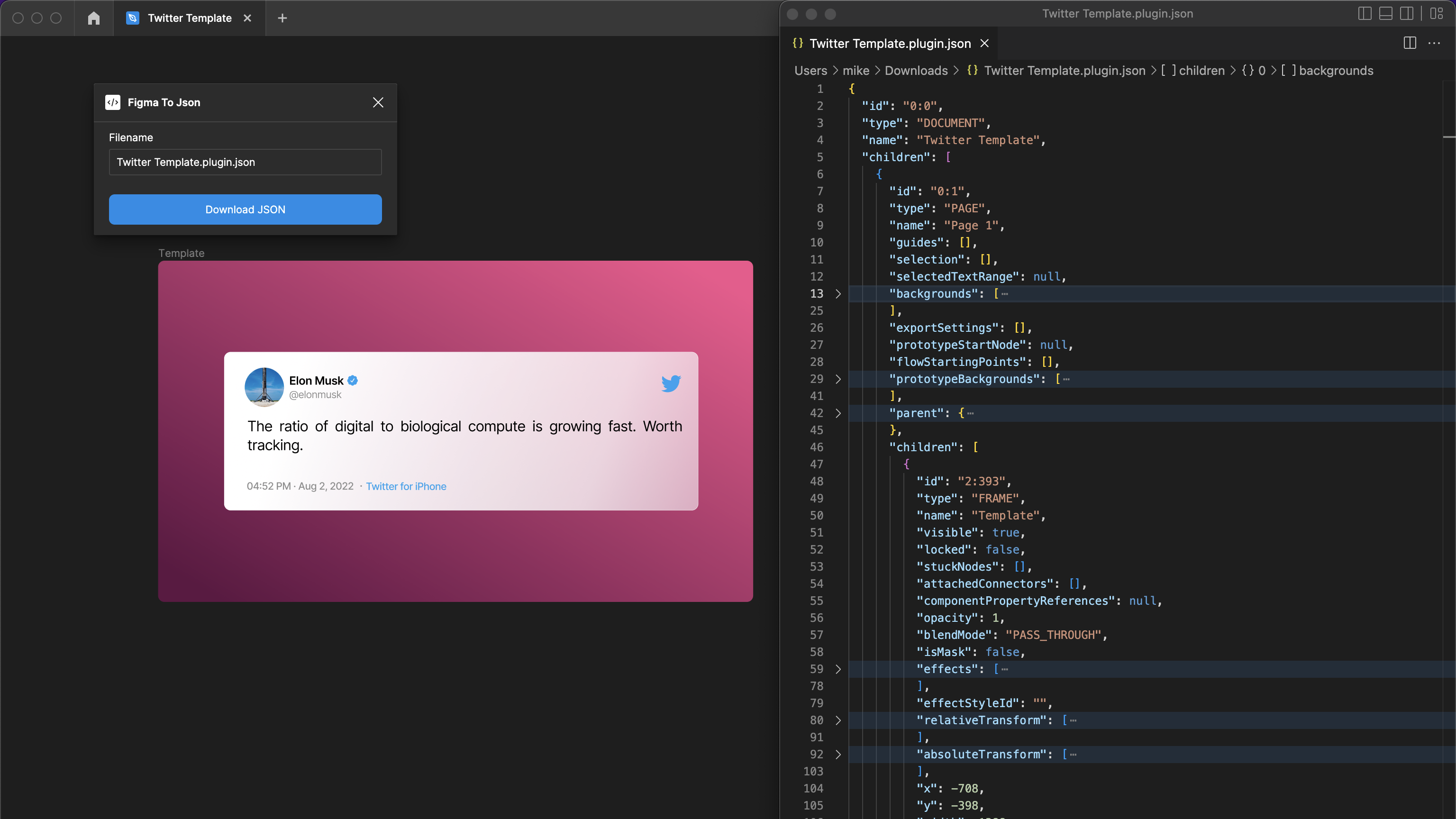 Figma to JSON Plugin Screenshot