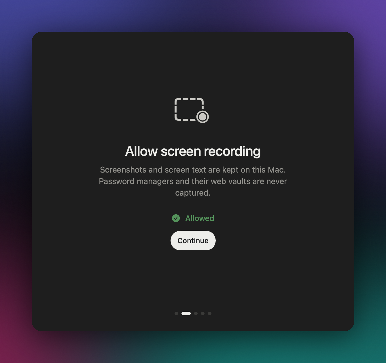Onboarding: allowing screen recording