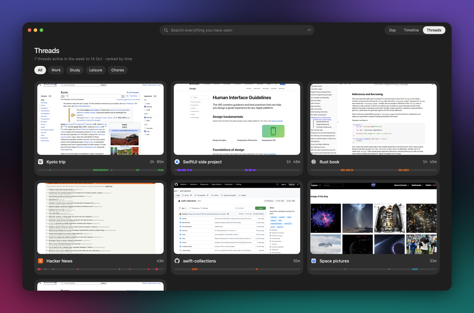 The Threads page