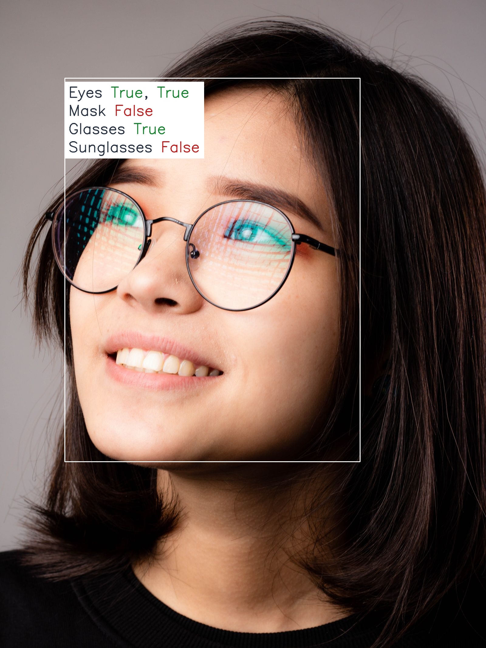 FaceAttribNet detecting eyeglasses at probability 0.999