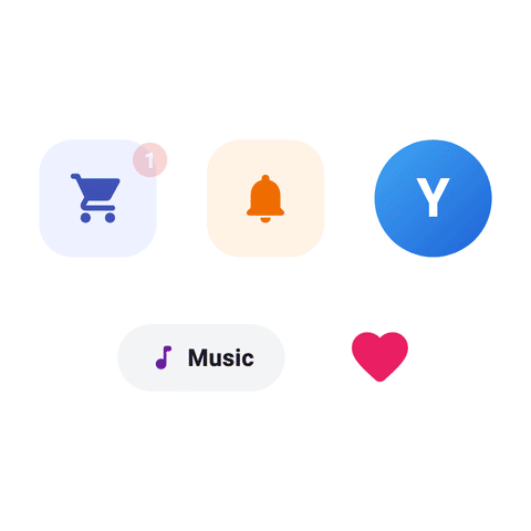 Animated demo of the badges Flutter package: a count badge on a cart icon goes from 1 to 4, a notification badge pops in, and a Twitter-style verified badge, a NEW label and an Instagram-shaped badge appear.