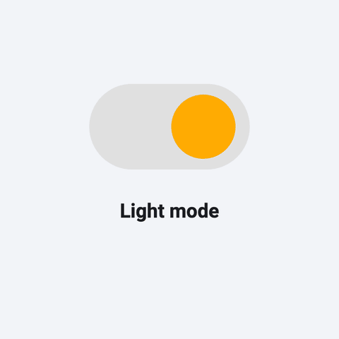 Animated demo of the yako_theme_switch Flutter package: a toggle whose sun thumb rolls into a moon as the screen changes from light mode to dark mode.