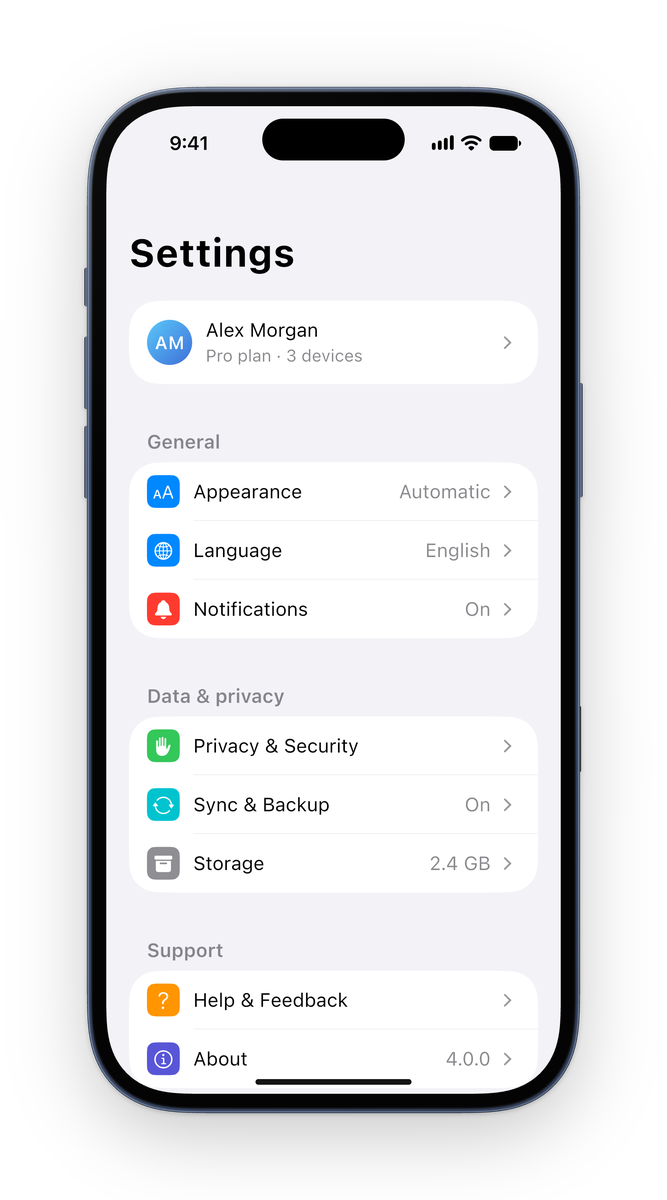 iOS style on an iPhone