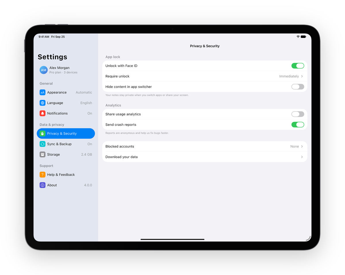 Split view on an iPad