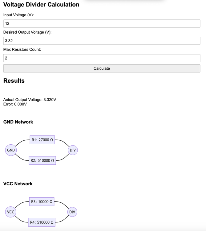 Voltage Divider Wizard Screenshot