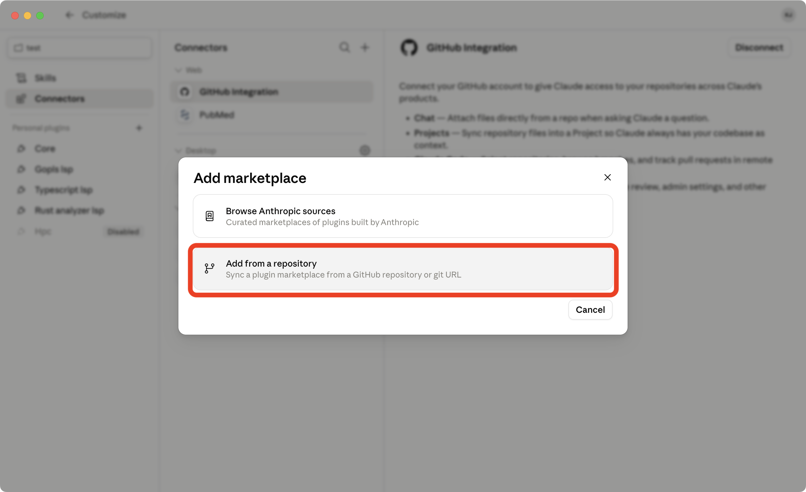 Choose Add from a repository