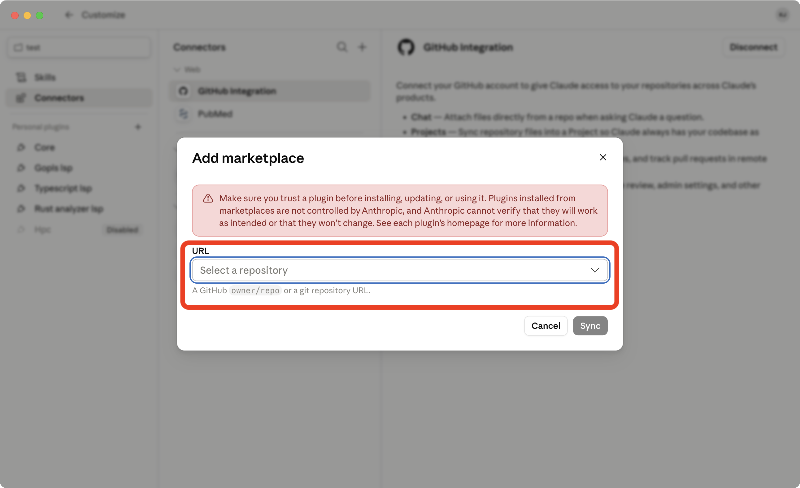 Paste the repository URL