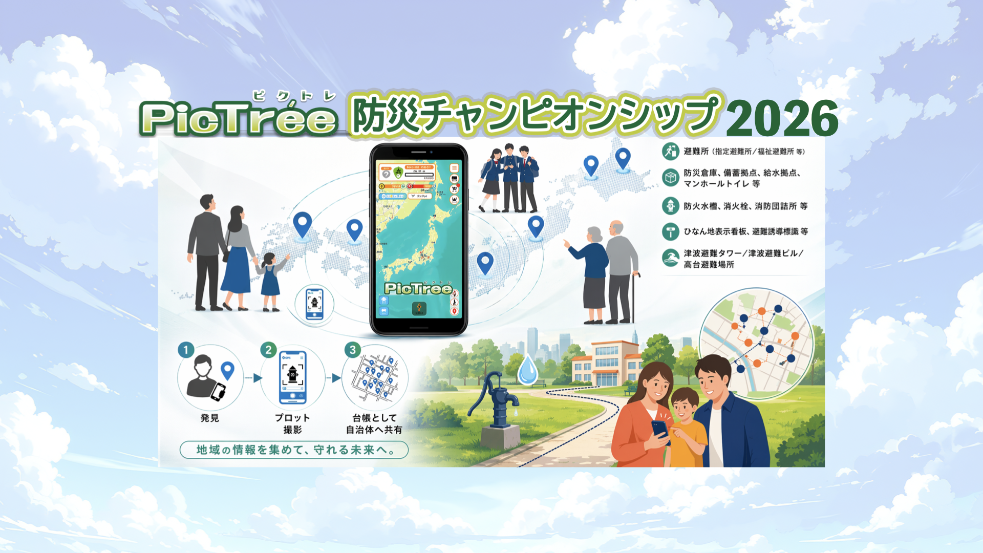 ピクトレ防災チャンピオンシップ2026 - 地域の情報を集めて、守れる未来へ。発見・プロット撮影・台帳として自治体へ共有