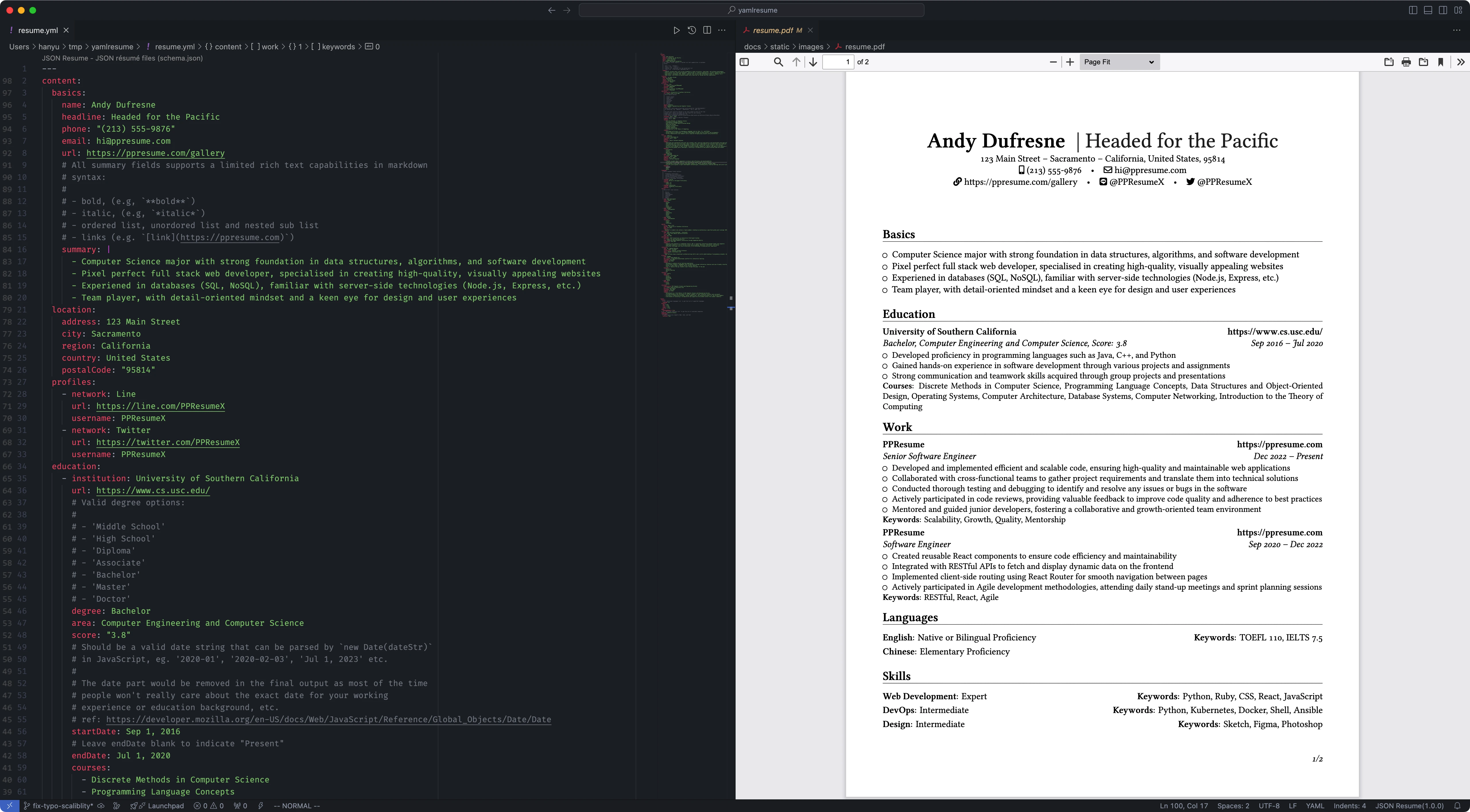 YAMLResume YAML and PDF