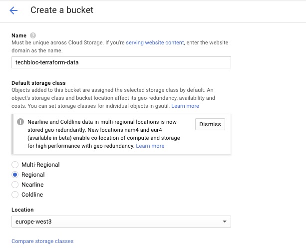 create a storage bucket