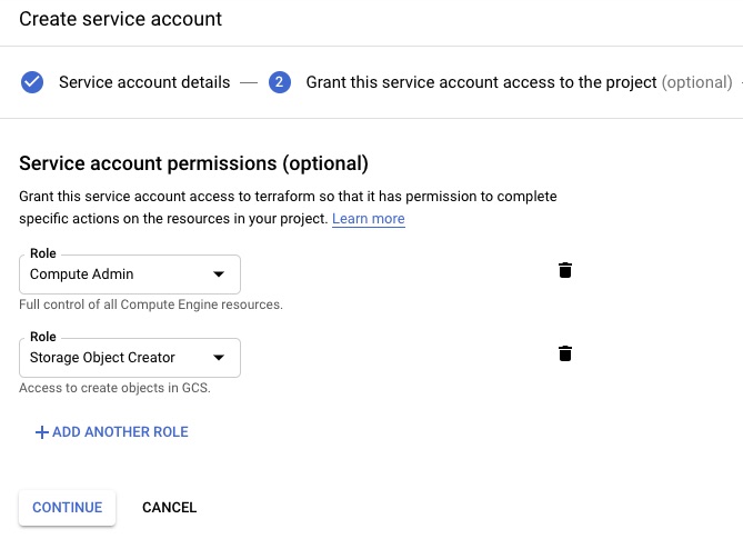 service account permission