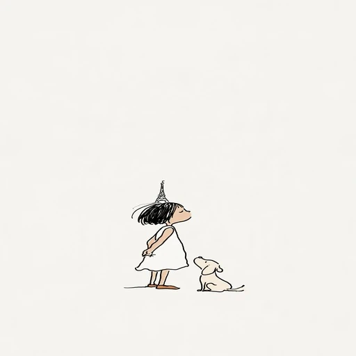 #FA-038 Minimalist Poetic Sempé Ink Doodle