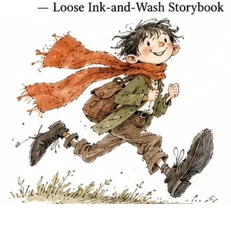 #FB-001 Loose Ink-and-Wash Storybook