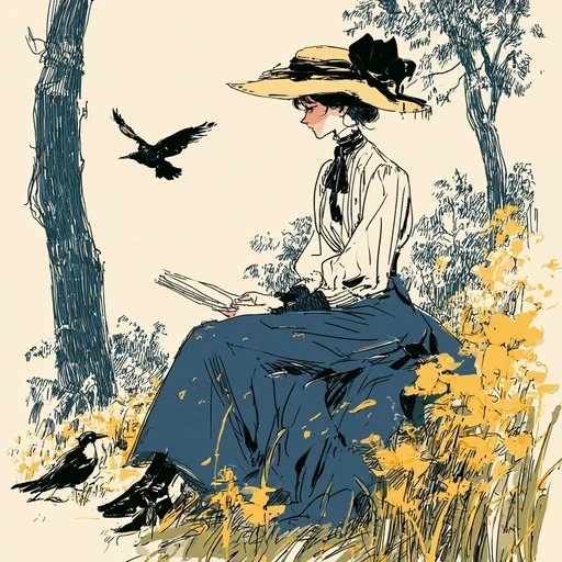 #FB-027 Edwardian Vintage Ink Fashion Editorial
